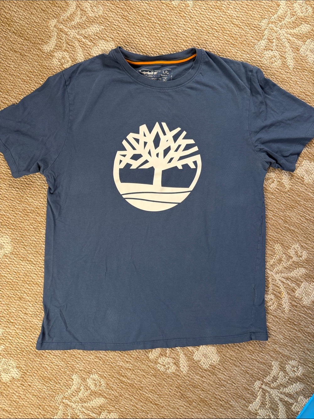 Timberland Navy Short Sleeve Tee with Cream Tree Logo